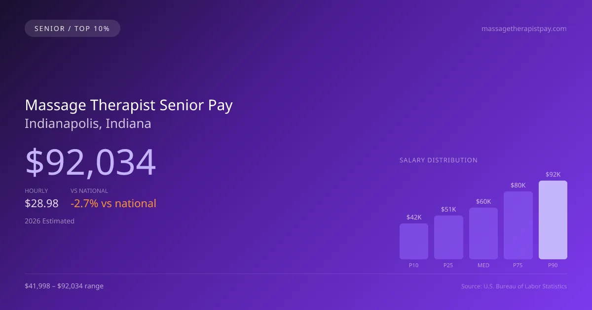 Massage Therapist Senior Salary in Indianapolis, IN — 2026 est., based on 2025 BLS