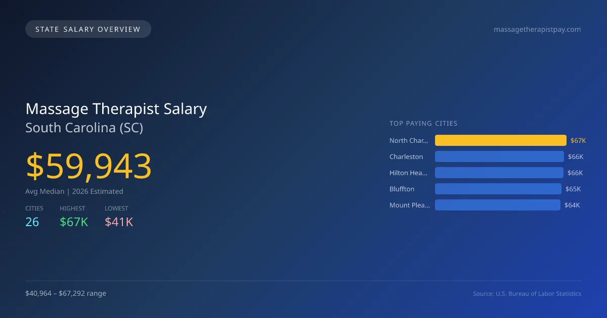 Massage Therapist Salary in South Carolina - 2025 BLS Data Infographic