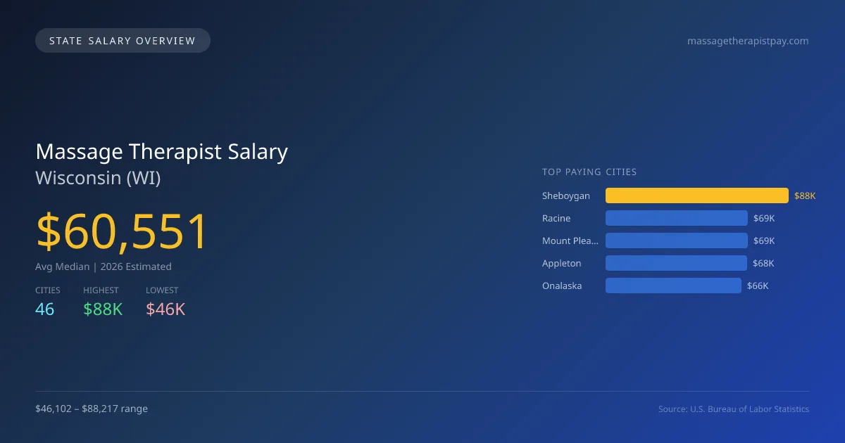 Massage Therapist Salary in Wisconsin - 2025 BLS Data Infographic